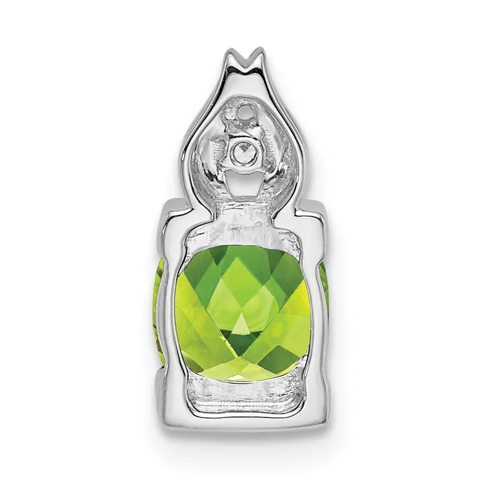 TreasureFineJewelers Necklaces 14k White Gold Peridot and Diamond Pendant