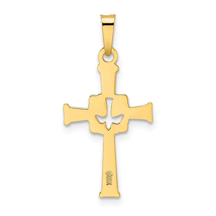TreasureFineJewelers Necklaces 14k Yellow Gold Polished Cut Out Solid Dove Cross Pendant