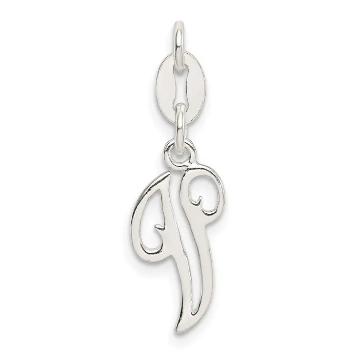 TreasureFineJewelers Necklaces Sterling Silver Letter V Initial Charm