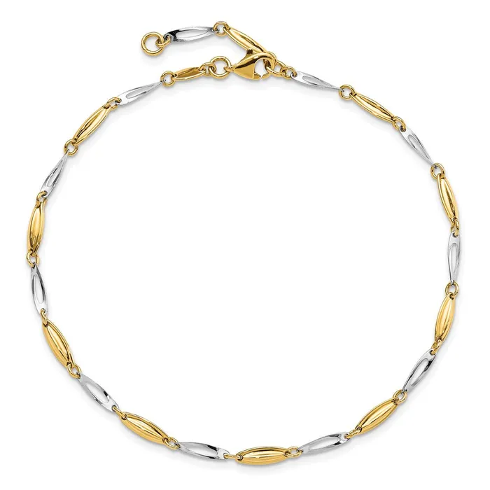 TreasureFineJewelers Rings 14K Twotone Polished with 1in ext Anklet