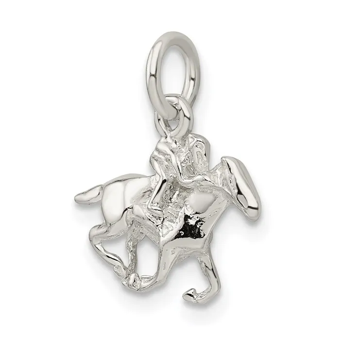 TreasureFineJewelers Rings Sterling Silver Horse wRider Charm