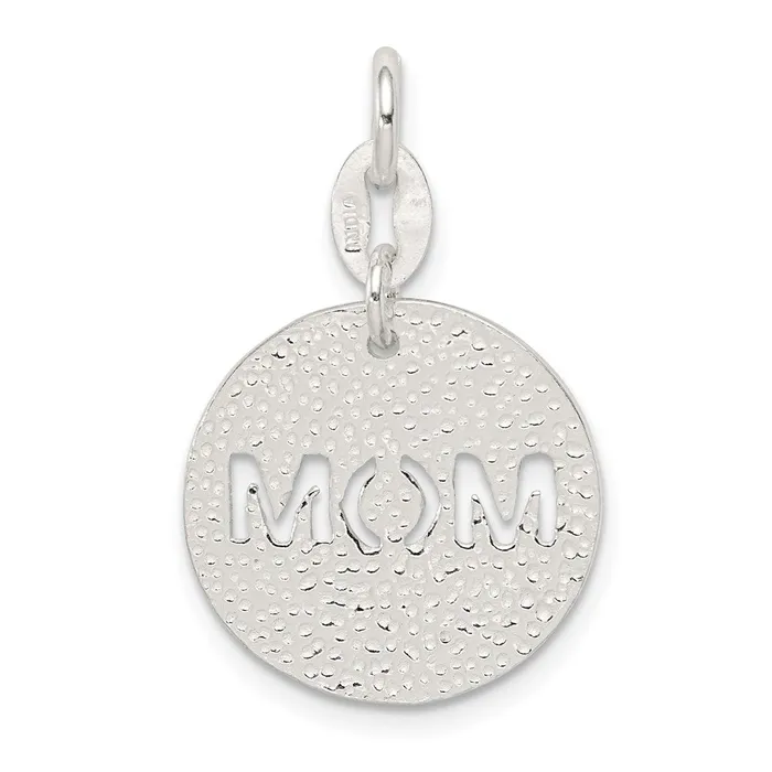TreasureFineJewelers Rings Sterling Silver Polished Circle Mom Charm