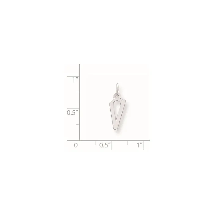 TreasureFineJewelers Rings Sterling Silver Polished Medium Slanted Block Initial V Charm
