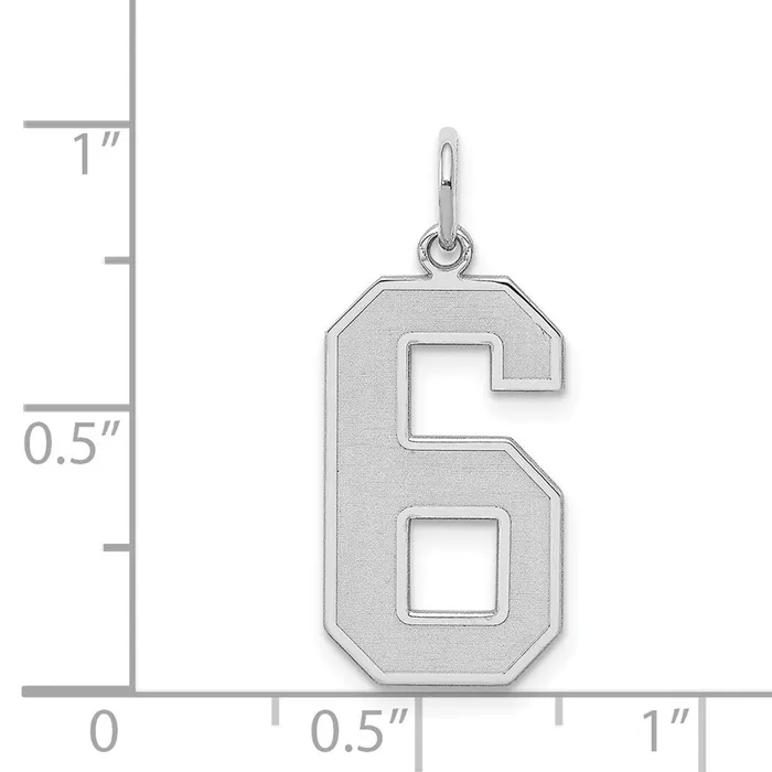 TreasureFineJewelers Rings Sterling SilverRhodiumplated Satin Number 6 Charm