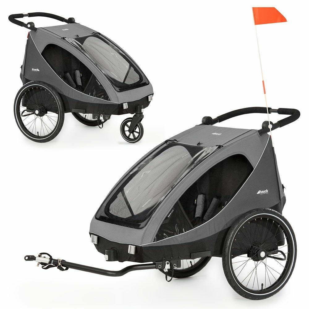 Fahrradanhänger |   2In1 Fahrradanhänger Dryk Duo Für 2 Kinder (Bis 44 Kg) – Bike Trailer & City Buggy – Grey Fahrradanhänger Fahrradanhänger