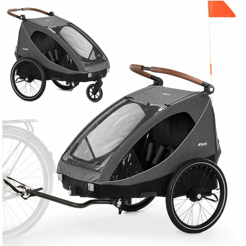 Fahrradanhänger |   2In1 Fahrradanhänger Dryk Duo Für 2 Kinder (Bis 44 Kg) – Bike Trailer & City Buggy – Melange Grey Fahrradanhänger Fahrradanhänger