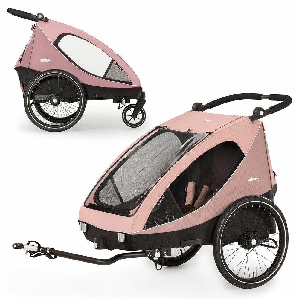 Fahrradanhänger |   2In1 Fahrradanhänger Dryk Duo Für 2 Kinder (Bis 44 Kg) – Bike Trailer & City Buggy – Rose Fahrradanhänger Fahrradanhänger