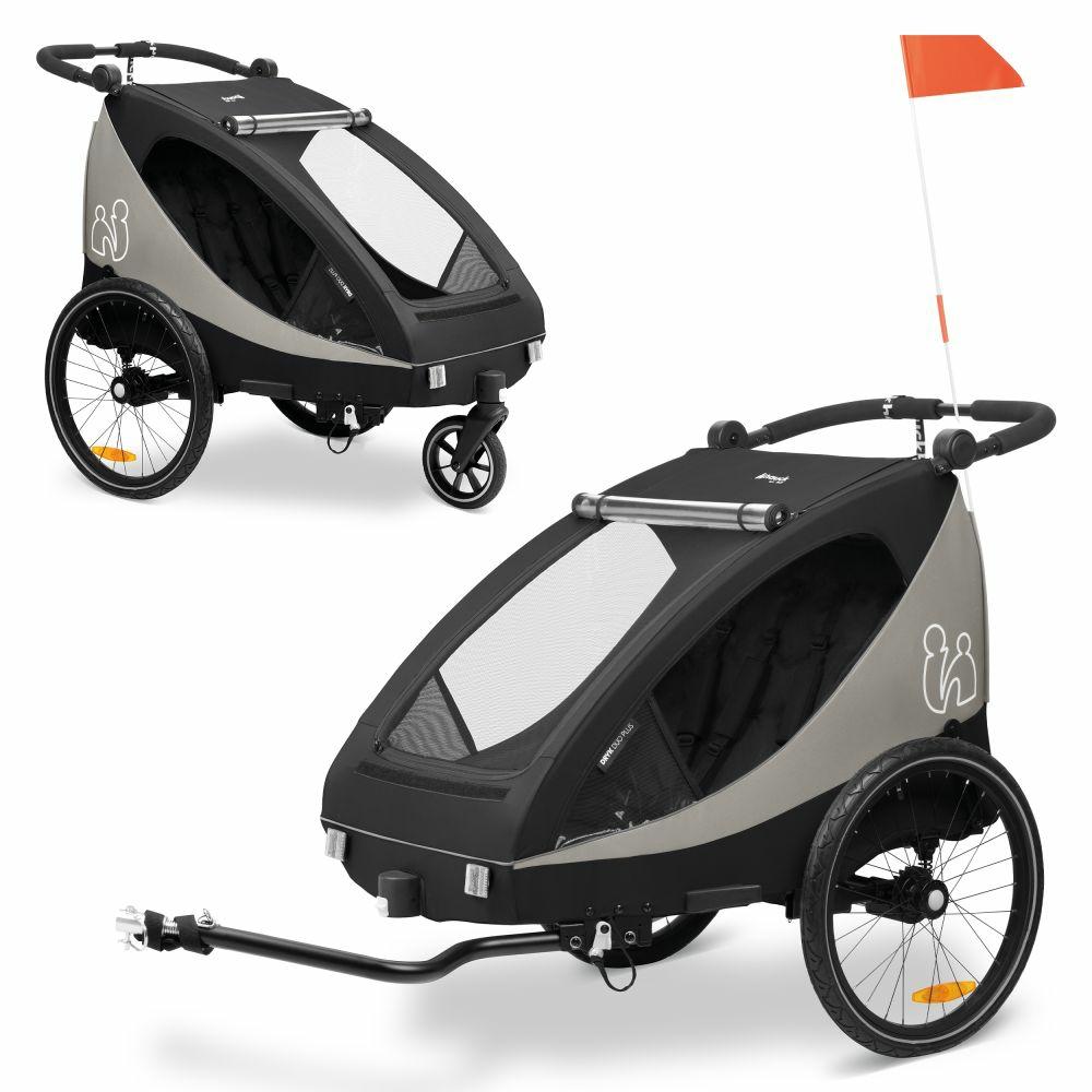 Fahrradanhänger |   2In1 Fahrradanhänger Dryk Duo Plus Für 2 Kinder (Bis 44 Kg) – Bike Trailer & City Buggy – Black – Kollektion 2024 Fahrradanhänger Fahrradanhänger