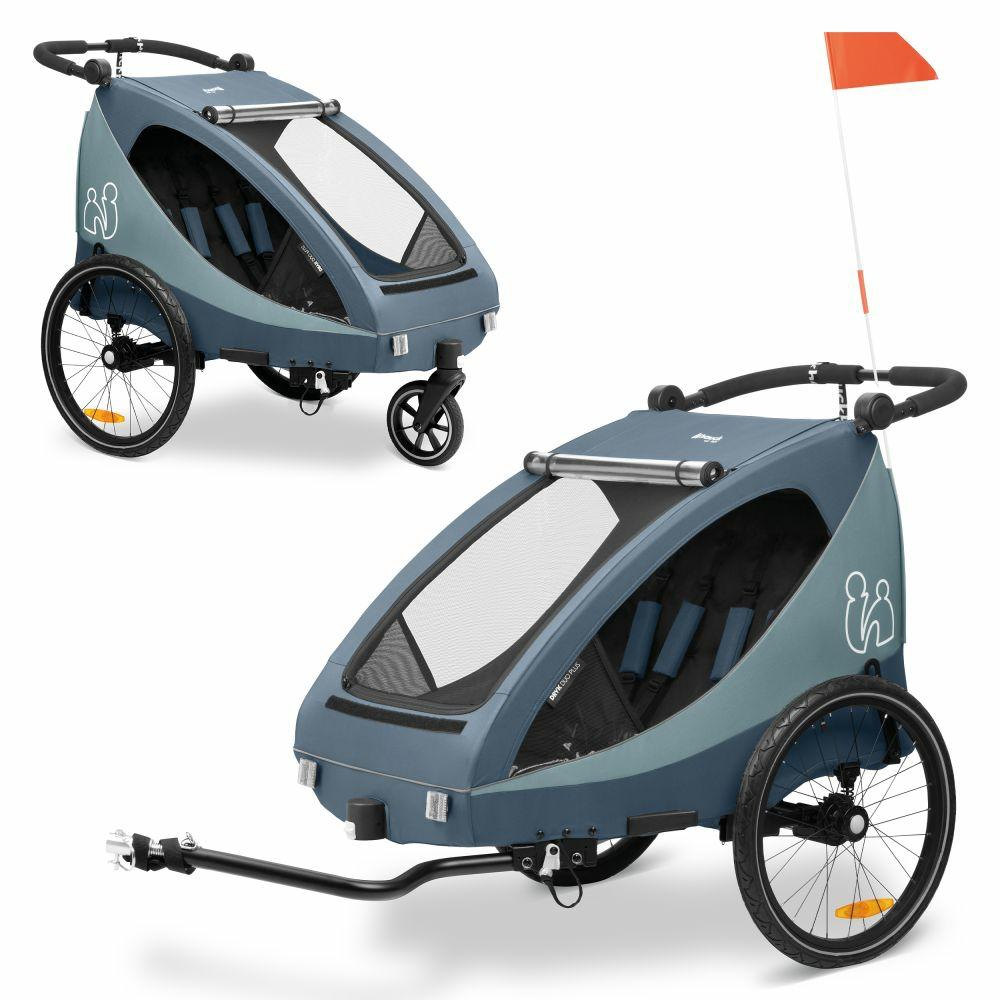 Fahrradanhänger |   2In1 Fahrradanhänger Dryk Duo Plus Für 2 Kinder (Bis 44 Kg) – Bike Trailer & City Buggy – Dark Blue – Kollektion 2024 Fahrradanhänger Fahrradanhänger