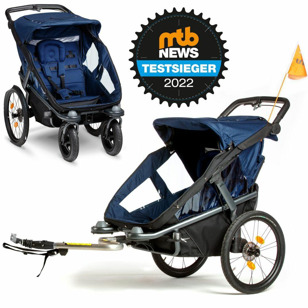 Fahrradanhänger |   Fahrradanhänger Und Kinderwagen Velo 2 Für 2 Kinder (Bis 44 Kg ) + Deichsel – Marine – Kollektion 2024 Fahrradanhänger