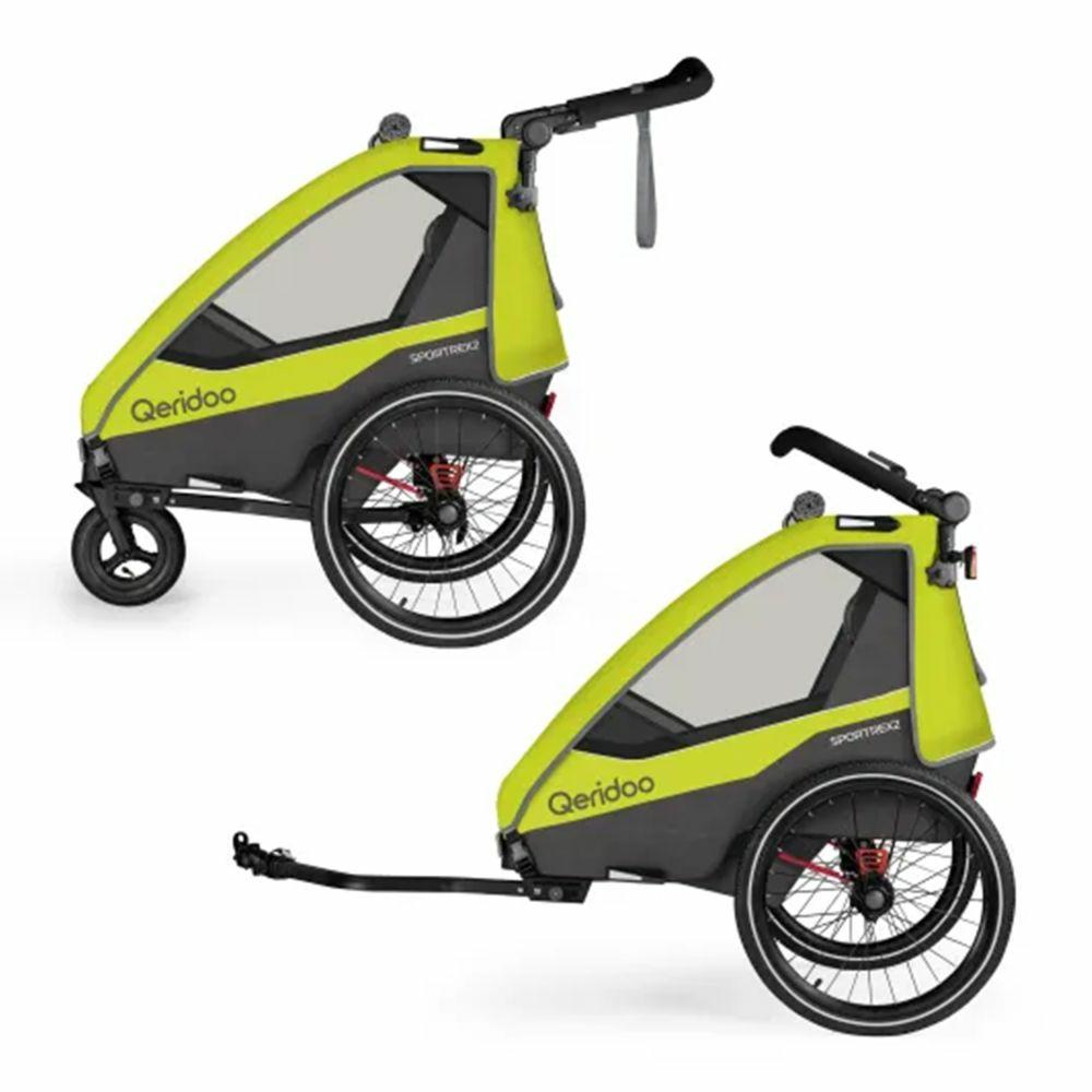 Fahrradanhänger |   Kinderfahrradanhänger & Buggy Sportrex 2 Lt. Edition Für 2 Kinder Mit Kupplung, Dämpfsystem (Bis 60Kg) – Lime Green – Kollektion 2024 Fahrradanhänger Fahrradanhänger