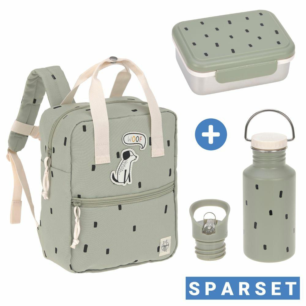 Kinderkoffer & Kindertaschen |   3-Tlg. Set Rucksack Mini Square Backpack + Brotdose + Trinkflasche – Happy Prints – Light Olive Kinderkoffer & Kindertaschen Caramel