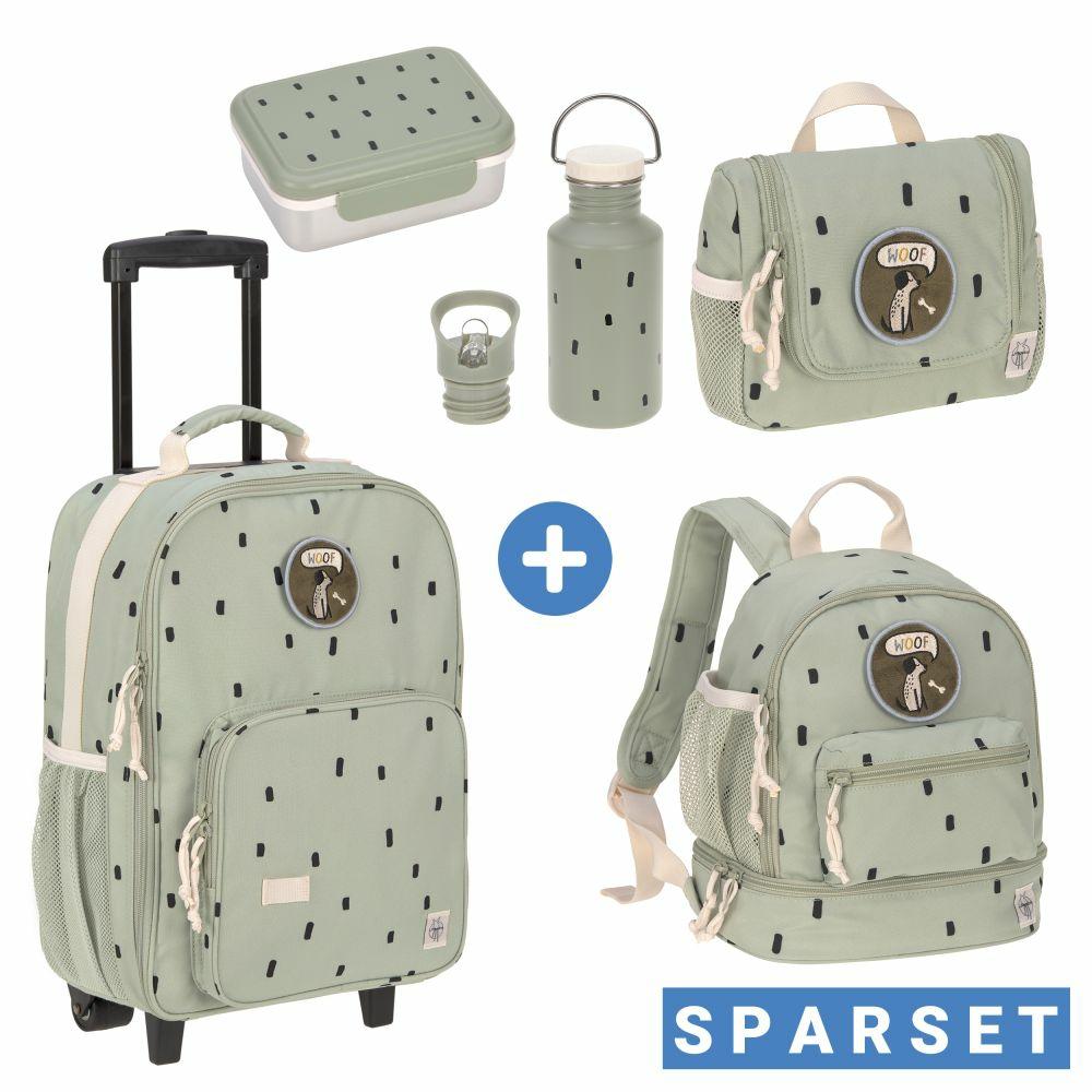 Kinderkoffer & Kindertaschen |   5-Tlg. Reise-Set – Inkl. Trolley + Washbag + Rucksack + Lunchbox + Trinkflasche – Happy Prints – Light Olive Kinderkoffer & Kindertaschen Kinderkoffer & Kindertaschen