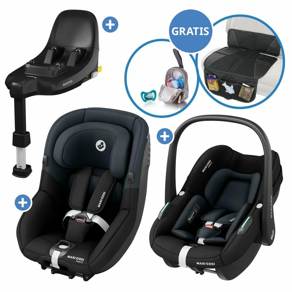 Kindersitze |   3In1 Babyschalen & Kindersitz-Set Familyfix S Ab Geburt Bis 4 Jahre (40Cm – 105 Cm Mit Babyschale Pebble S & Kindersitz Pearl S Inkl. Isofix-Basis Familyfix S, Schutzunterlage & Schnullertasche – Tonal Black Kindersitze Kindersitze