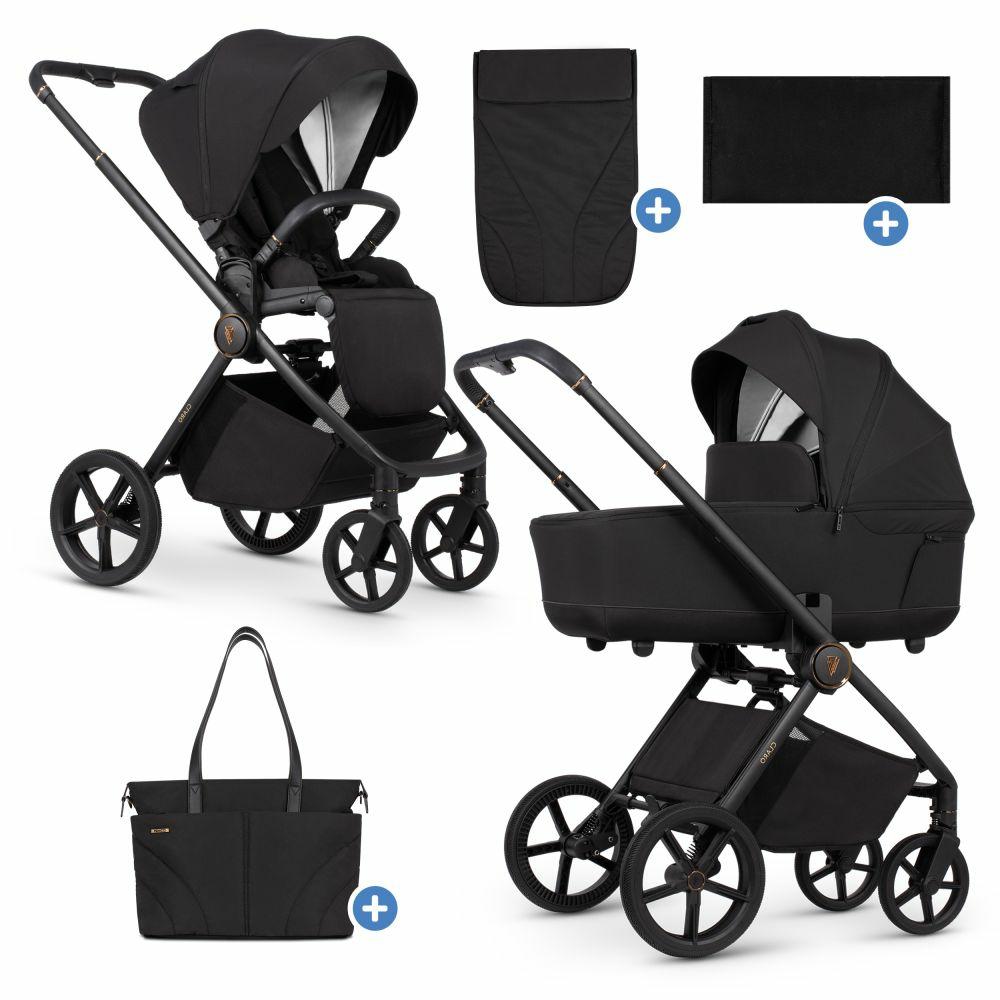 Kinderwagen |   2In1 Kombi-Kinderwagen Claro Bis 22 Kg Mit Babywanne, Sportsitz, Teleskopschieber, Liegeposition Inkl. Regenschutz, Beindecke & Wickeltasche Mit Wickeunterlage – Noir Kinderwagen Kinderwagen