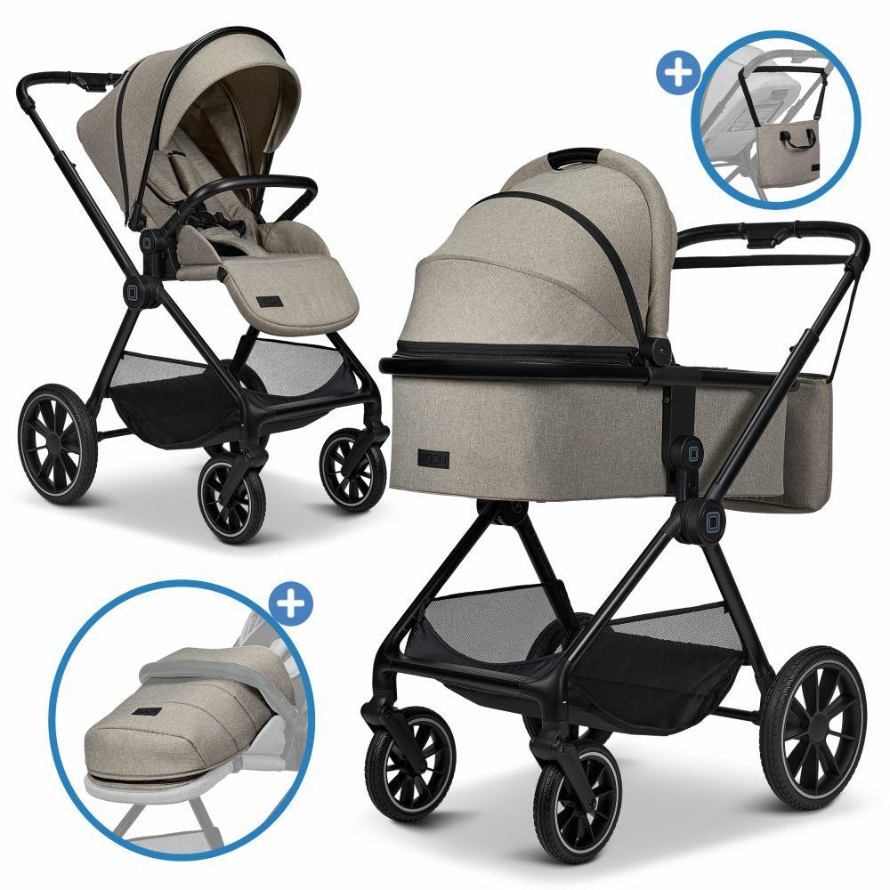 Kinderwagen |   2In1 Kombi-Kinderwagen Clicc Bis 22 Kg Mit Liegeposition, Babywanne, Umsetzbare Sitzeinheit, Teleskopschieber Inkl. Regenschutz, Wickeltasche, Fußsack & Adapter – Mud Melange Kinderwagen Kinderwagen