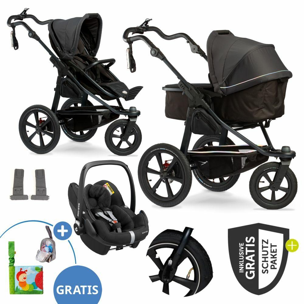 Kinderwagen |   3-1 Kombi-Kinderwagen-Set Pro Mit Luftreifen Inkl. Kombi-Einheit (Babywanne+Sitz) Inkl. Maxi-Cosi Pebble Pro, Handyhalter, Getränkeflasche & Xxl Zubehörpaket – Anthrazit Kinderwagen Kinderwagen