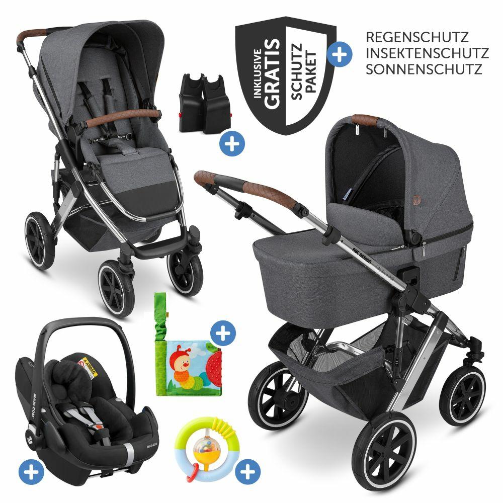 Kinderwagen |   3In1 Kinderwagen-Set Salsa 4 Air – Inkl. Babywanne, Autositz Pebble Pro, Sportsitz, Greifling, Buggybuch Und Xxl Zubehörpaket – Asphalt Kinderwagen Aloe