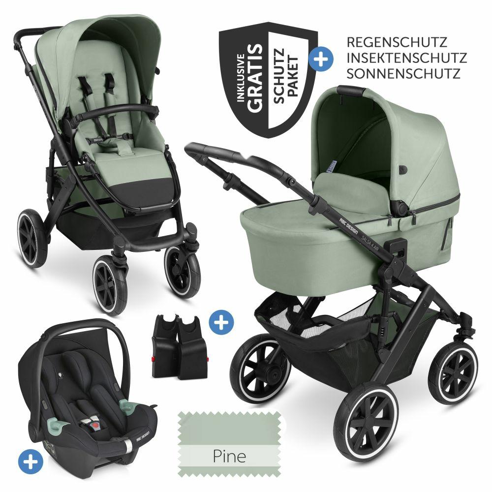 Kinderwagen |   3In1 Kinderwagen-Set Salsa 4 Air – Inkl. Babywanne, Autositz Tulip, Sportsitz Und Xxl Zubehörpaket – Pine – Kollektion 2024 Kinderwagen Kinderwagen