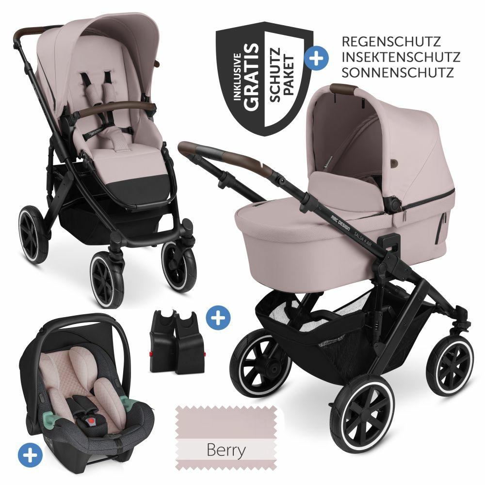 Kinderwagen |   3In1 Kinderwagen-Set Salsa 4 Air – Inkl. Babywanne, Autositz Tulip, Sportsitz Und Xxl Zubehörpaket – Pure Edition – Berry – Kollektion 2024 Kinderwagen Kinderwagen