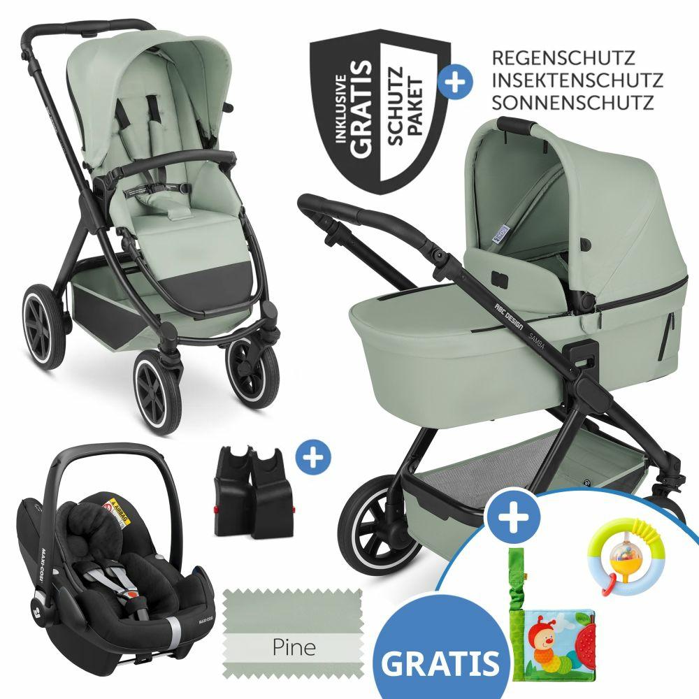 Kinderwagen |   3In1 Kinderwagen-Set Samba – Inkl. Babywanne, Autositz Pebble Pro, Sportsitz, Greifling, Buggybuch Und Xxl Zubehörpaket – Pine Kinderwagen Kinderwagen