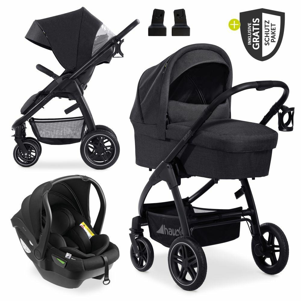 Kinderwagen |   3In1 Kinderwagen-Set Saturn R Trio Set Inkl. I-Size Babyschale & Xxl Zubehörpaket – Melange Black Kinderwagen Kinderwagen