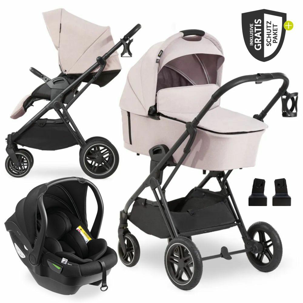 Kinderwagen |   3In1 Kinderwagen-Set Vision X Trio Set Black – Inkl. I-Size Babyschale Drive N Care & Xxl Zubehörpaket – Melange Beige Kinderwagen Kinderwagen