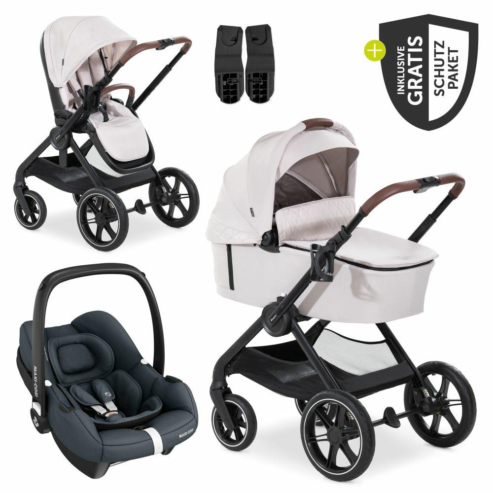 Kinderwagen |   3In1 Kinderwagen-Set Walk N Care Trio Set Inkl. Maxi-Cosi I-Size Cabriofix & Xxl Zubehörpaket – Beige Kinderwagen Beige