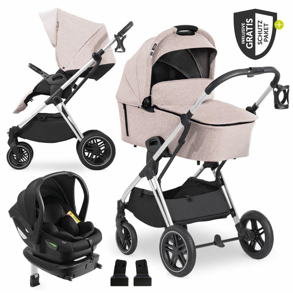 Kinderwagen |   4In1 Kinderwagen-Set Vision X Trio Set – Inkl. I-Size Babyschale & Isofix Base & Xxl Zubehörset – Melange Beige Kinderwagen Kinderwagen