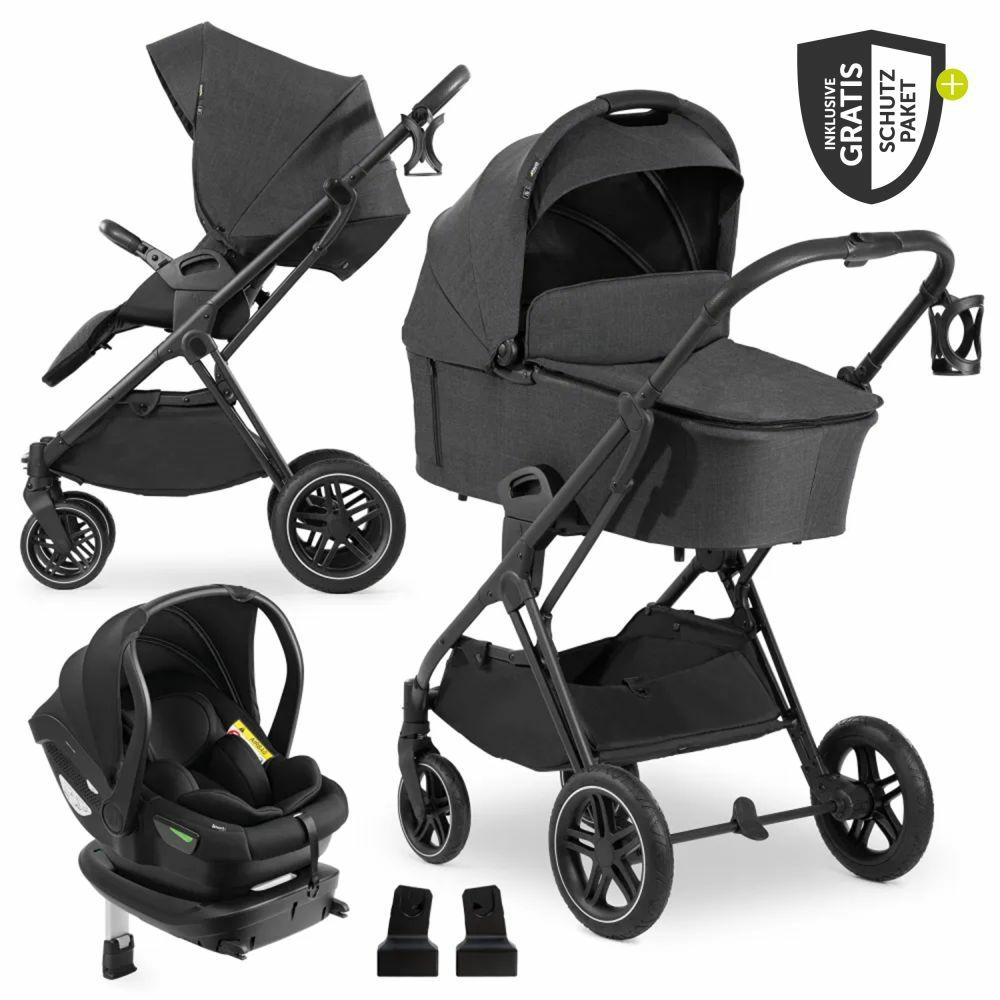 Kinderwagen |   4In1 Kinderwagen-Set Vision X Trio Set – Inkl. I-Size Babyschale & Isofix Base & Xxl Zubehörset – Melange Black Kinderwagen Kinderwagen