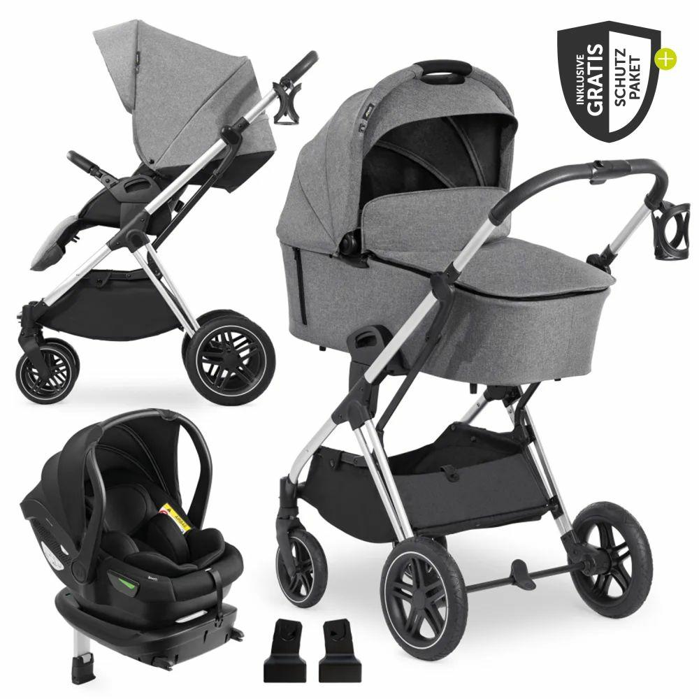 Kinderwagen |   4In1 Kinderwagen-Set Vision X Trio Set – Inkl. I-Size Babyschale & Isofix Base & Xxl Zubehörset – Melange Grey Kinderwagen Kinderwagen