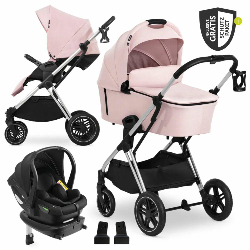 Kinderwagen |   4In1 Kinderwagen-Set Vision X Trio Set – Inkl. I-Size Babyschale & Isofix Base & Xxl Zubehörset – Melange Rose Kinderwagen Kinderwagen