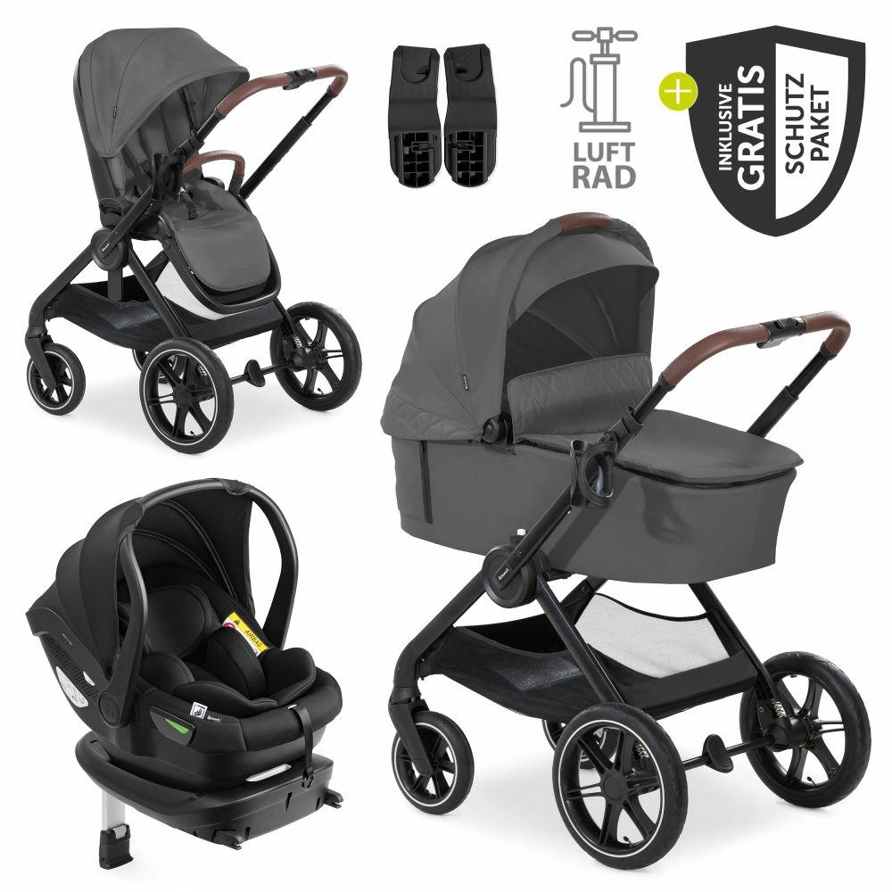 Kinderwagen |   4In1 Kinderwagen-Set Walk N Care Air Trio Set Inkl. I-Size Babyschale & Isofix Base & Xxl Zubehörset – Dark Grey Kinderwagen Kinderwagen