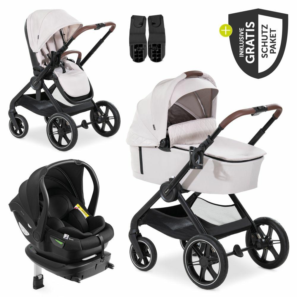 Kinderwagen |   4In1 Kinderwagen-Set Walk N Care Trio Set Inkl. I-Size Babyschale & Isofix Base & Xxl Zubehörset – Beige Kinderwagen Kinderwagen