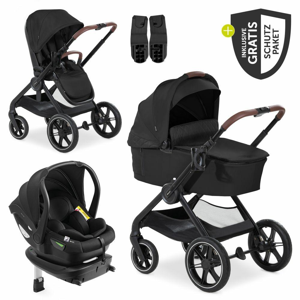 Kinderwagen |   4In1 Kinderwagen-Set Walk N Care Trio Set Inkl. I-Size Babyschale & Isofix Base & Xxl Zubehörset – Black Kinderwagen Kinderwagen