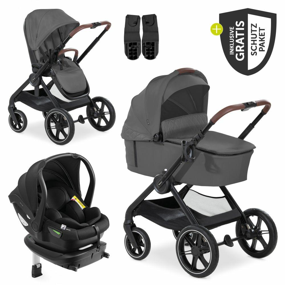 Kinderwagen |   4In1 Kinderwagen-Set Walk N Care Trio Set Inkl. I-Size Babyschale & Isofix Base & Xxl Zubehörset – Dark Grey Kinderwagen Kinderwagen