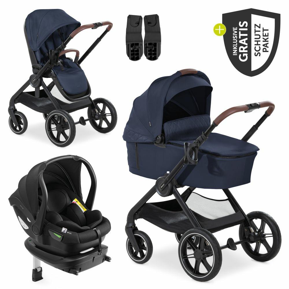 Kinderwagen |   4In1 Kinderwagen-Set Walk N Care Trio Set Inkl. I-Size Babyschale & Isofix Base & Xxl Zubehörset – Dark Navy Blue Kinderwagen Kinderwagen