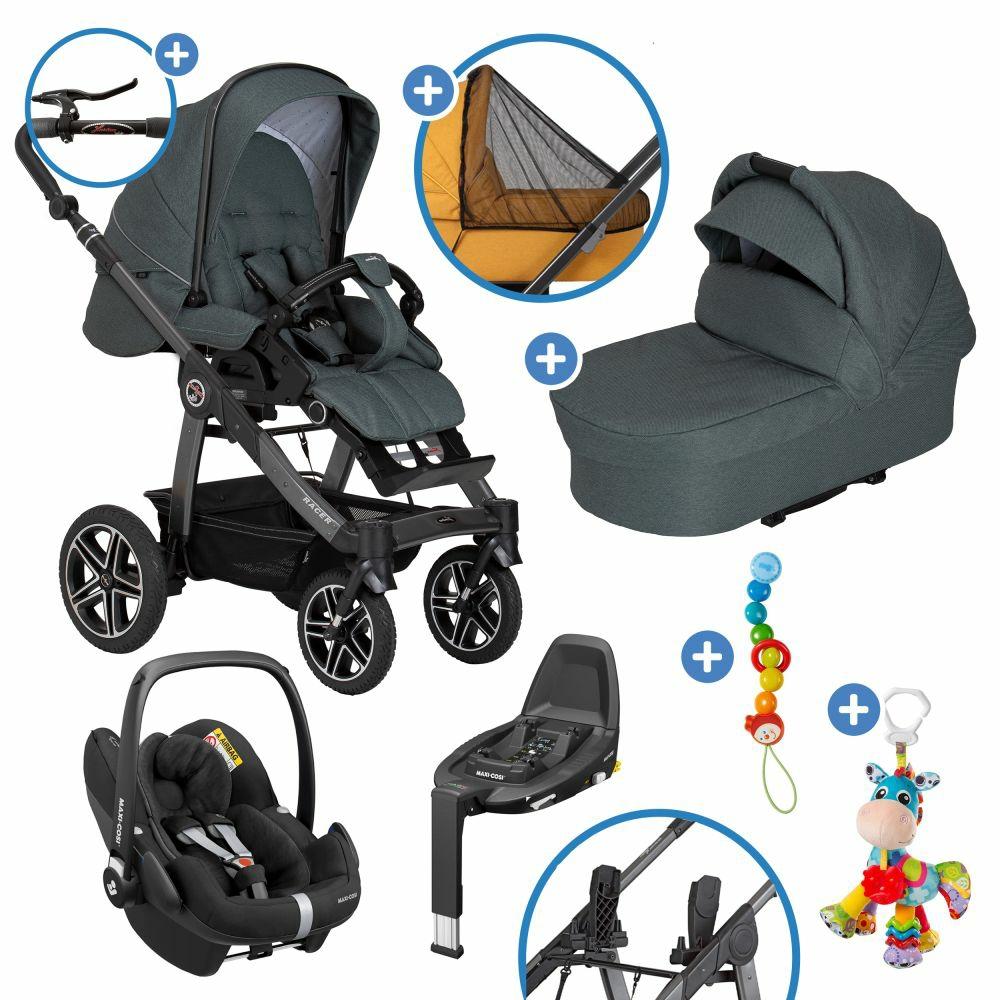 Kinderwagen |   4In1 Kombi-Kinderwagen-Set Racer Gts Bis 22 Kg Belastbar Mit Falttasche Trend, Babyschale Pebble Pro, Isofix-Basis Familyfix3, Mückennetz, Regenschutz, Schnullerkette & Spieltier – Animal Stars Kinderwagen Animal Stars