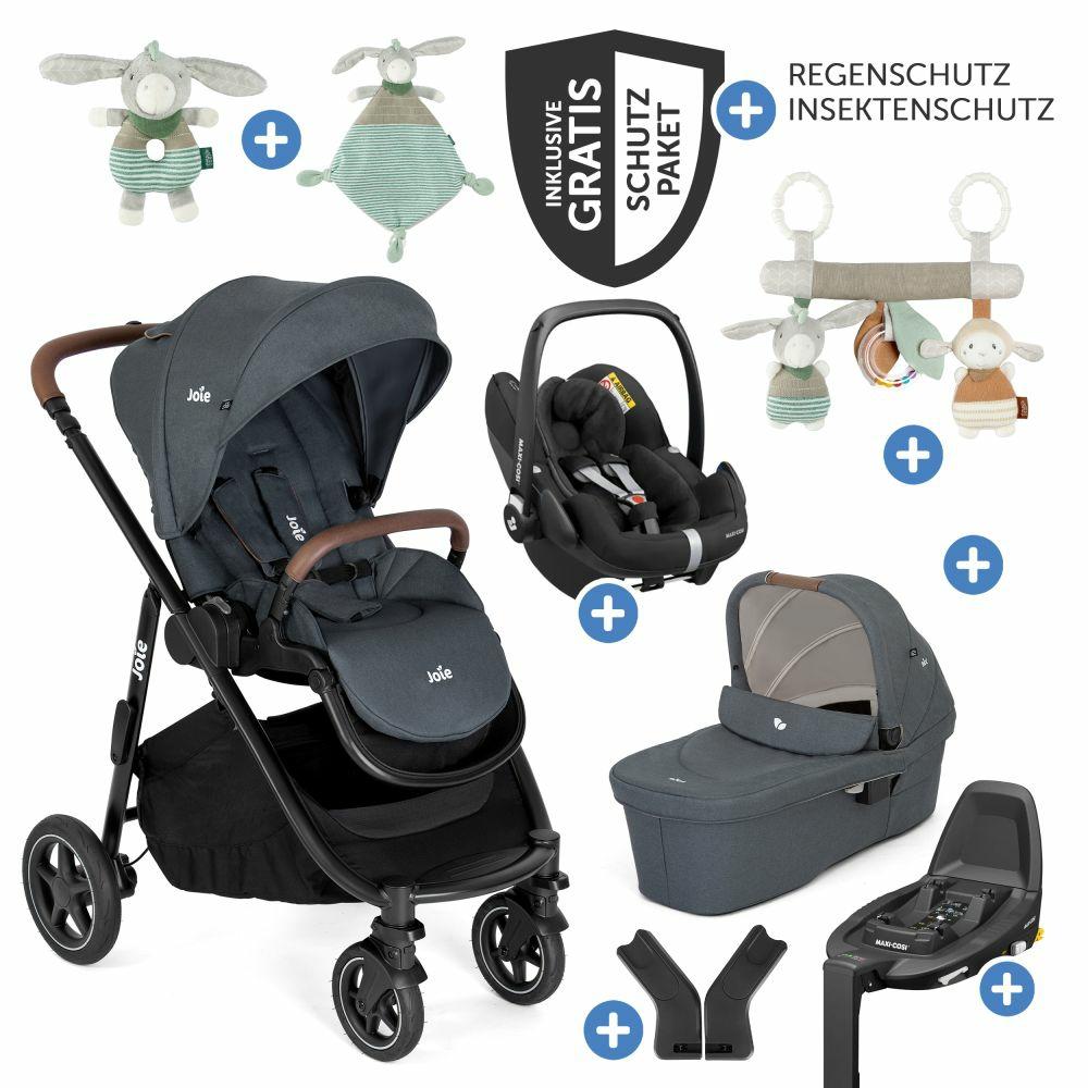 Kinderwagen |   4In1 Kombi-Kinderwagen-Set Versatrax Bis 22 Kg Belastbar Mit Babywanne Ramble Xl, Babyschale Pebble Pro, Isofix-Basis, Activity-Trapez, Schmusetuch, Greifling, Adapter & Zubehörpaket – Moonlight Kinderwagen Kinderwagen