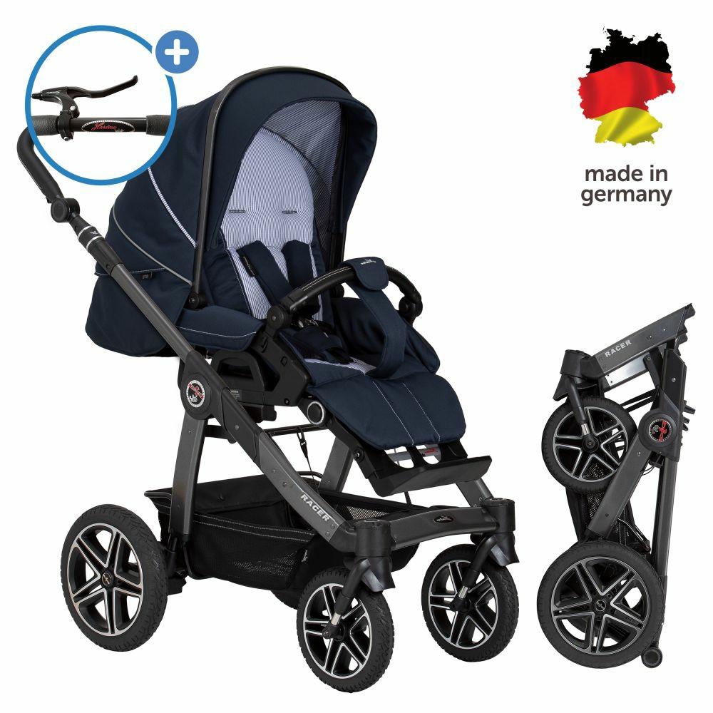 Kinderwagen |   Buggy & Sportwagen Racer Gts Bis 22 Kg Belastbar Mit Handbremse, Knickschieber Inkl. Regenschutz – Navy Stripes – Kollektion 2024 Kinderwagen Kinderwagen