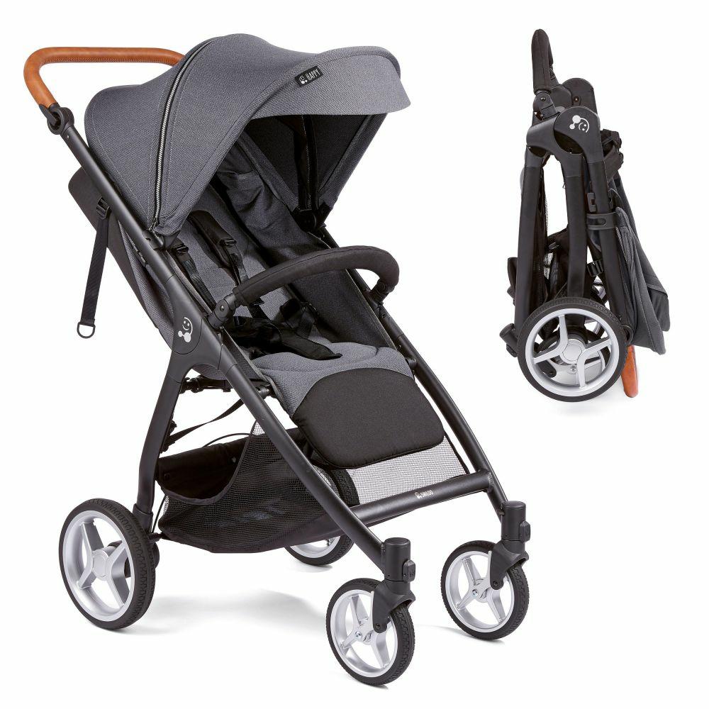 Kinderwagen |   Buggy & Sportwagen Smiloo Happy Plus Mit Liegeposition, Höhenverstellbarer Schieber, Bis 20 Kg – Black-Cognac-Steel Grey – Kollektion 2024 Kinderwagen Kinderwagen