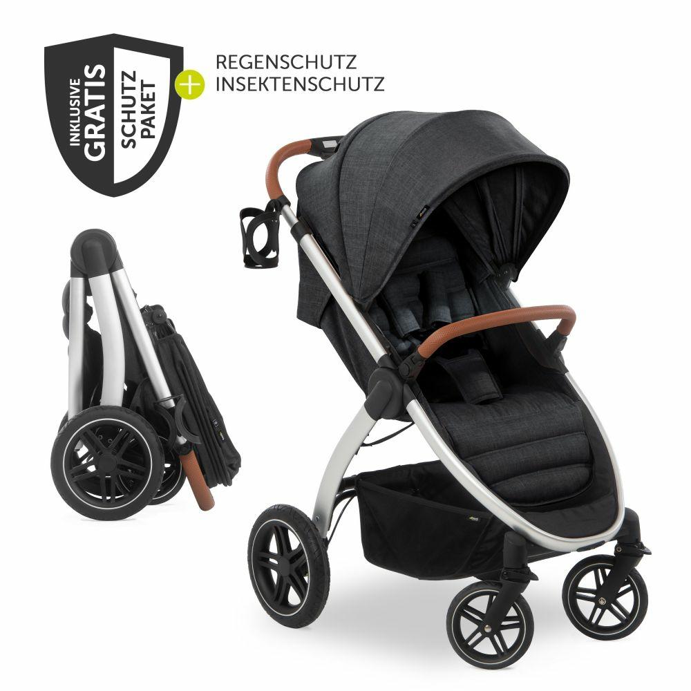 Kinderwagen |   Buggy & Sportwagen Uptown (Mit Liegefunktion & Einhand-Faltung) Inkl. Xxl Zubehörpaket – Melange Black Kinderwagen Kinderwagen