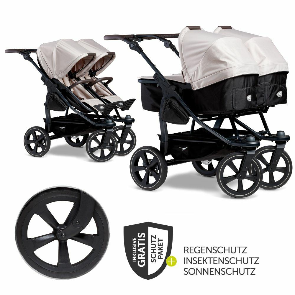 Kinderwagen |   Geschwister- & Zwillingskinderwagen Duo 2 Mit Luftkammerreifen – 2X Kombi-Einheit (Wanne+Sitz) Mit Liegeposition & Xxl Zamboo Zubehör – Sand – Kollektion 2024 Kinderwagen Kinderwagen