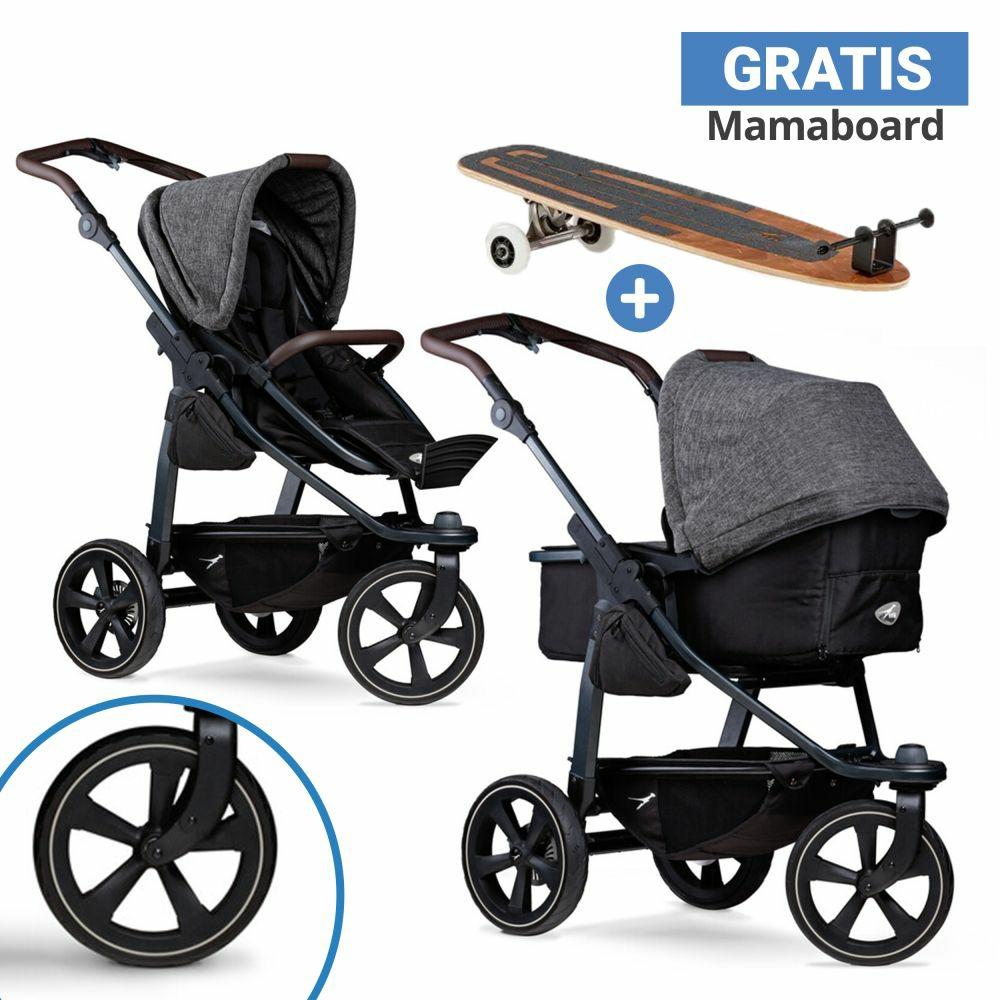 Kinderwagen |   Kombi-Kinderwagen Mono 2 Luftkammerreifen Inkl. Gratis Mamaboard – Mit Kombi-Einheit (Babywanne+Sitz) Mit Liegeposition – Premium Anthrazit – Kollektion 2024 Kinderwagen Kinderwagen