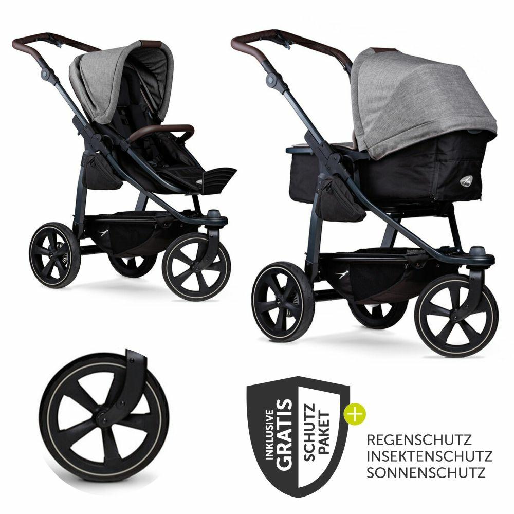 Kinderwagen |   Kombi-Kinderwagen Mono 2 Luftkammerreifen Inkl. Kombi-Einheit (Babywanne + Sitz) Mit Liegeposition&Xxl Zubehör – Pr. Grau – Kollektion 2024 Kinderwagen Kinderwagen