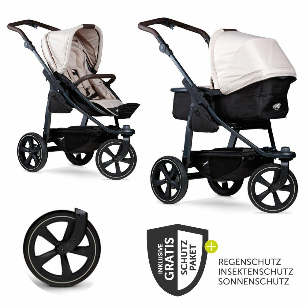 Kinderwagen |   Kombi-Kinderwagen Mono 2 Luftkammerreifen Inkl. Kombi-Einheit (Babywanne + Sitz) Mit Liegeposition&Xxl Zubehör – Sand – Kollektion 2024 Kinderwagen Kinderwagen