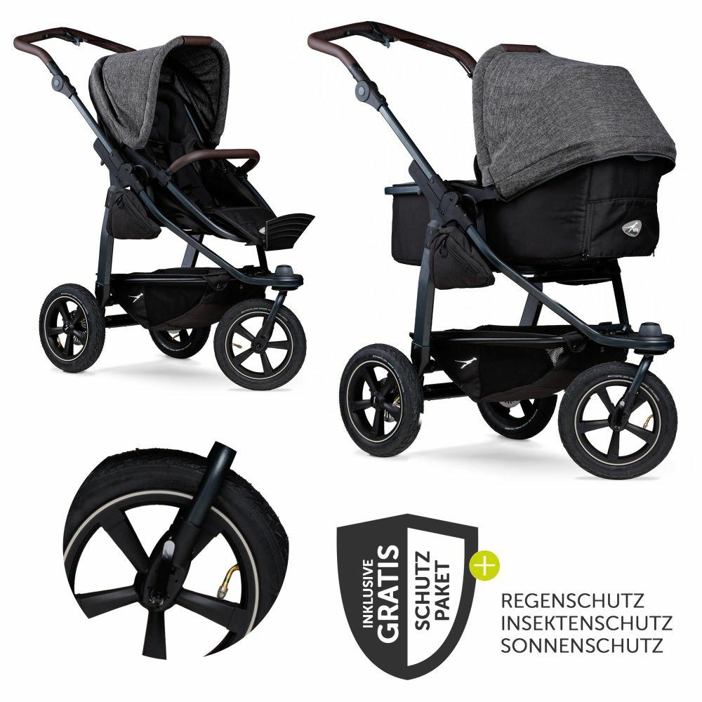 Kinderwagen |   Kombi-Kinderwagen Mono 2 Luftreifen Inkl. Kombi-Einheit (Babywanne+Sitz) Mit Liegeposition & Xxl Zubehörpaket – Anthrazit – Kollektion 2024 Kinderwagen Kinderwagen