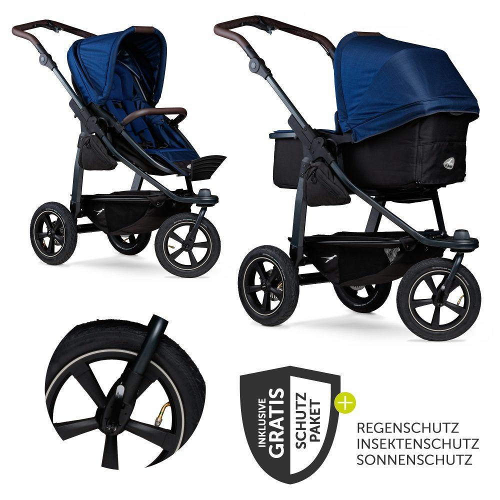 Kinderwagen |   Kombi-Kinderwagen Mono 2 Luftreifen Inkl. Kombi-Einheit (Babywanne+Sitz) Mit Liegeposition & Xxl Zubehörpaket – Marine – Kollektion 2024 Kinderwagen Kinderwagen