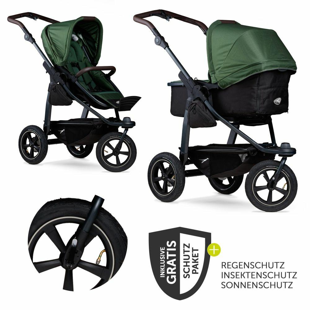 Kinderwagen |   Kombi-Kinderwagen Mono 2 Luftreifen Inkl. Kombi-Einheit (Babywanne+Sitz) Mit Liegeposition & Xxl Zubehörpaket – Olive – Kollektion 2024 Kinderwagen Kinderwagen