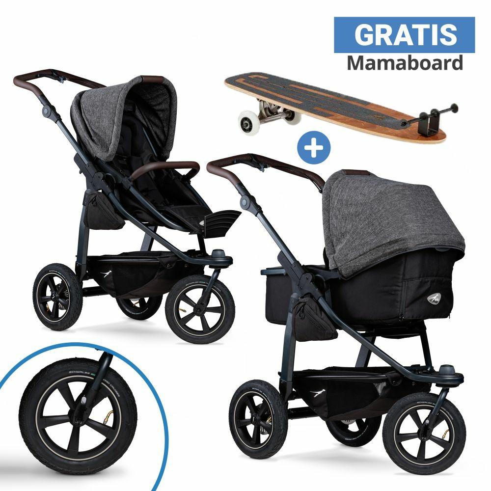 Kinderwagen |   Kombi-Kinderwagen Mono 2 Mit Luftreifen Inkl. Gratis Mamaboard – Mit Kombi-Einheit (Babywanne+Sitz) Mit Liegeposition – Premium Anthrazit – Kollektion 2024 Kinderwagen Kinderwagen